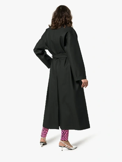Shop Miu Miu Long Zipped Trench Coat In Black