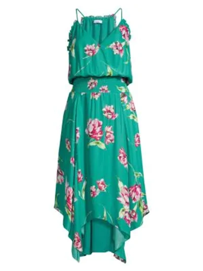 Shop Parker Nolen Floral Flowy Sleeveless Dress In Teal Magnolia
