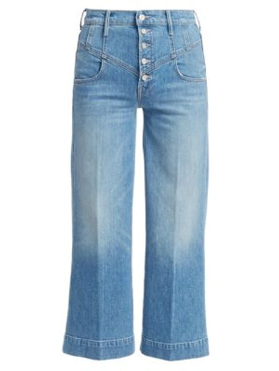 Shop Mother The Swooner High-rise Wide-leg Roller Yoke Front Jeans In Post No Bills