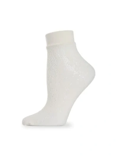 Shop Natori Women's Floral Burnout Net Shortie Socks In Ivory