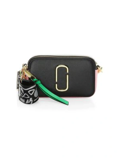 Shop Marc Jacobs The Snapshot Coated Leather Camera Bag In Baby Black
