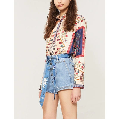 Shop Sandro Kim Floral-print Silk Shirt In Multi Color