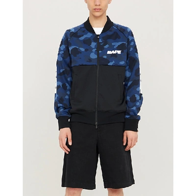 Shop A Bathing Ape Camouflage-print Stretch-jersey Jacket In Navy