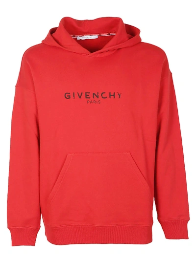 Shop Givenchy Printed Hooded Sweatshirt In Red