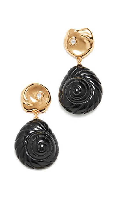 Shop Lizzie Fortunato Venus Earrings In Brass/black