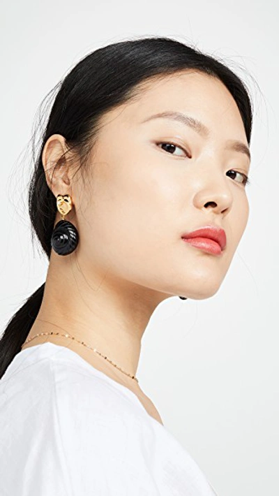 Shop Lizzie Fortunato Venus Earrings In Brass/black