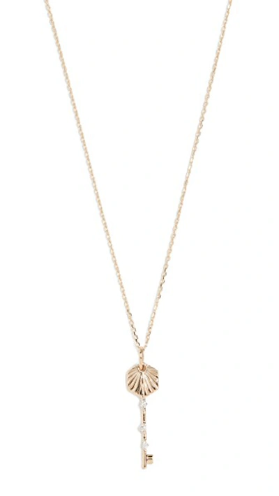 14k Small Hexagon Key Necklace