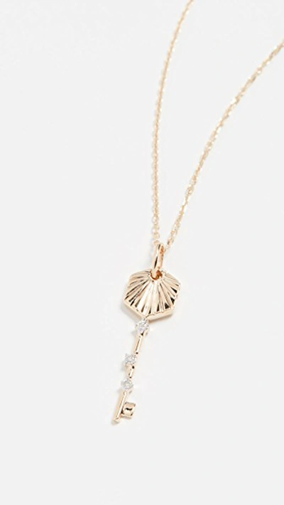 Shop Adina Reyter 14k Small Hexagon Key Necklace In Gold