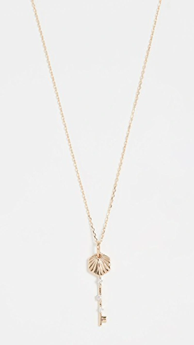 Shop Adina Reyter 14k Small Hexagon Key Necklace In Gold