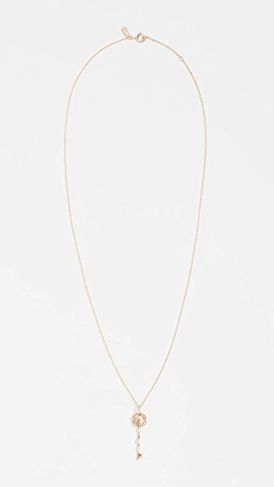 14k Small Hexagon Key Necklace