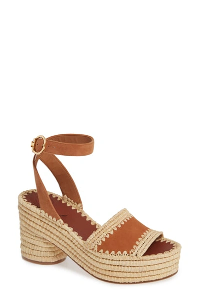 Shop Tory Burch Arianne Platform Ankle Strap Sandal In Tan