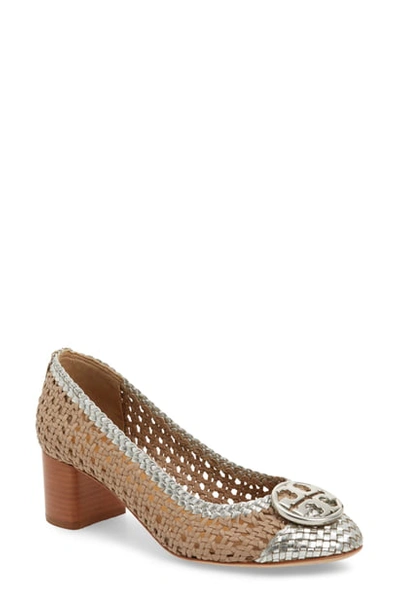 Chelsea woven clearance cap toe pump