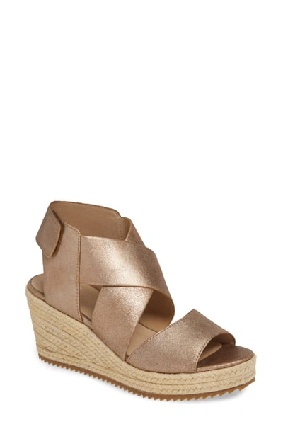 Shop Eileen Fisher 'willow' Espadrille Wedge Sandal In Bronze/ Bronze Leather