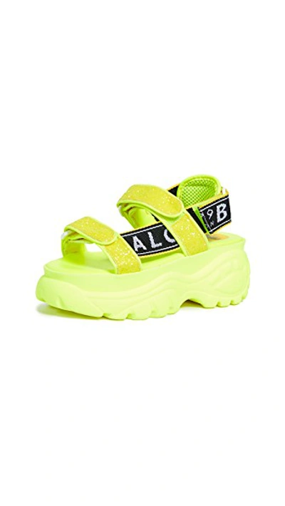 Shop Buffalo Ella Classic Kicks Sandals In Neon Yellow