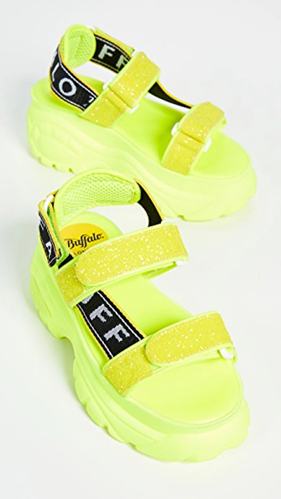 Shop Buffalo Ella Classic Kicks Sandals In Neon Yellow