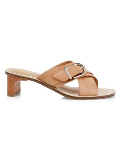 Shop Joie Women's Landri Buckle Leather Mules In Beige