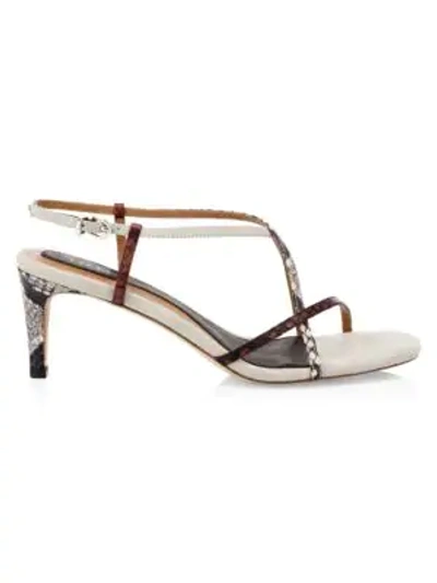 Shop Joie Malou Python-embossed Leather Slingback Sandals In Ivory