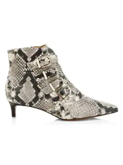 Shop Joie Women's Calinda Buckle Snakeskin-embossed Leather Ankle Boots In Neutral