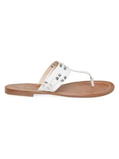 Shop Kate Spade Carol Spades Studded Leather Sandals In White