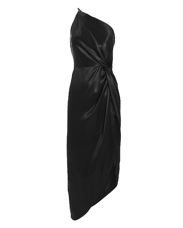 michelle mason twist knot silk one shoulder dress