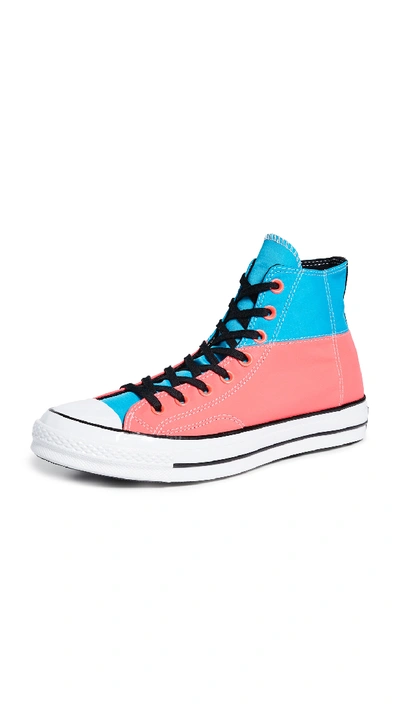 Shop Converse Chuck 70 Neon Hi Top Sneakers In Pink/blue