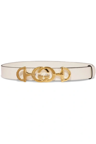 Shop Gucci Leather Belt In White