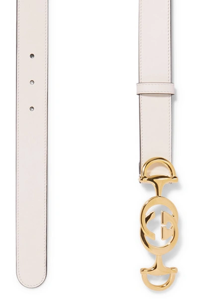 Shop Gucci Leather Belt In White