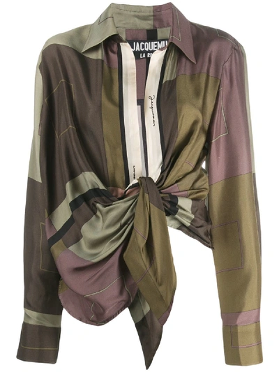 Shop Jacquemus Bahia Knot Front Shirt In Brown