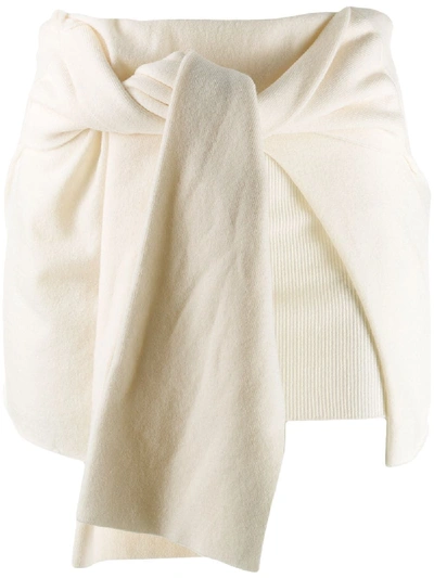 Shop Jacquemus Tie Front Mini Skirt - White