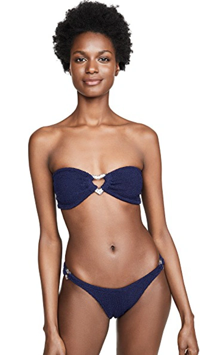 Hunza G Leya Bikini Set In Navy/silver Heart | ModeSens