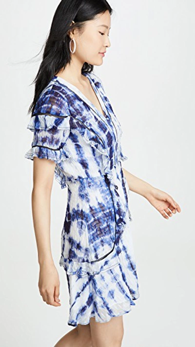 Shop Tanya Taylor Rhett Dress In Tie-dye Stripe Navy
