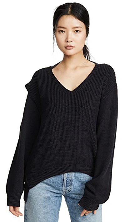 Shop Alexander Wang T Utility V Neck Sweater In Black