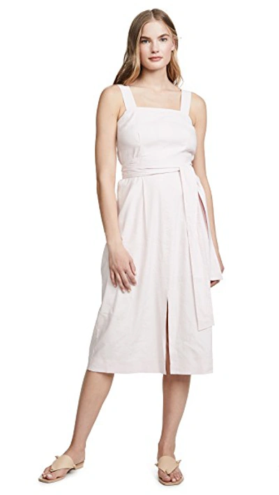 Shop Vince Belted Wide Strap Dress In Rosa Secco