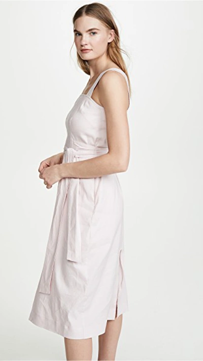 Shop Vince Belted Wide Strap Dress In Rosa Secco