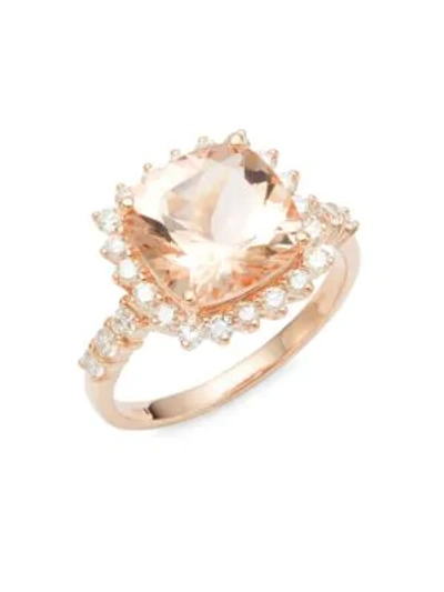Shop Saks Fifth Avenue Women's 14k Rose Gold, Morganite, Diamond Ring/size 7