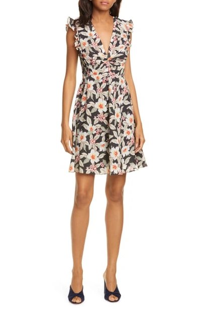 Shop Rebecca Taylor Kamea Floral Print Fit & Flare Dress In Black Combo