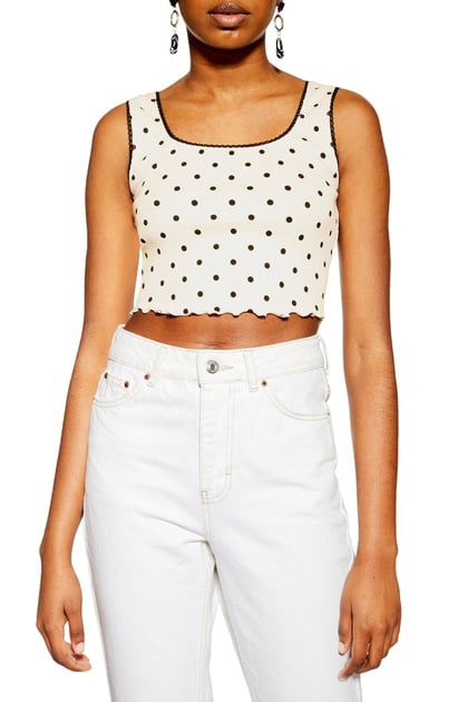 topshop polka dot crop top