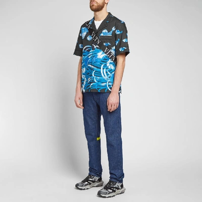 Shop Valentino Fishrain Print Vacation Shirt In Blue