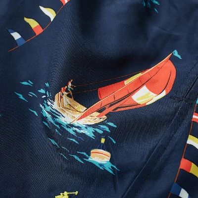 Shop Polo Ralph Lauren Nautical Printed Traveller Swim Short In Blue