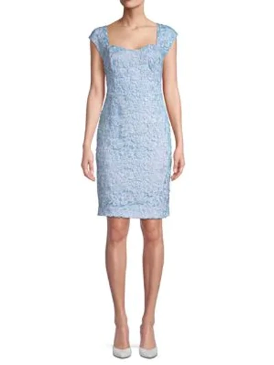 Shop Alexia Admor Floral Lace Sheath Dress In Blue
