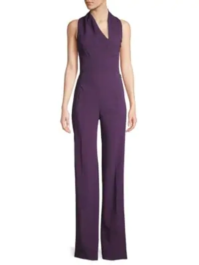 Shop Roland Mouret Asymmetrical Sleeveless Jumpsuit In Purple