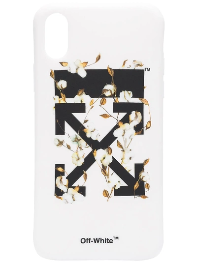 Shop Off-white White And Black Cotton Flower Iphone X Case