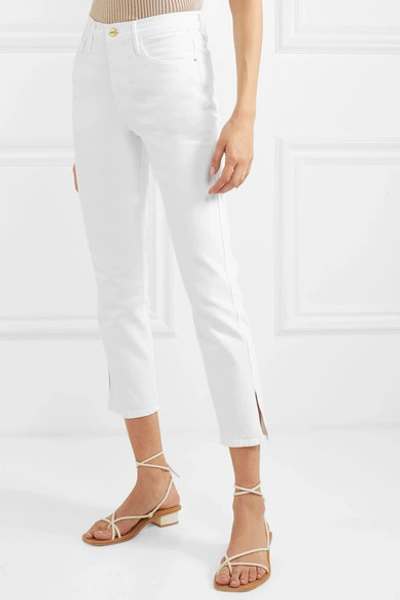 Shop Frame Le Sylvie Cropped High-rise Straight-leg Jeans In White
