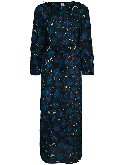 Shop Anntian Oversized-kleid Mit Print - Schwarz In Black