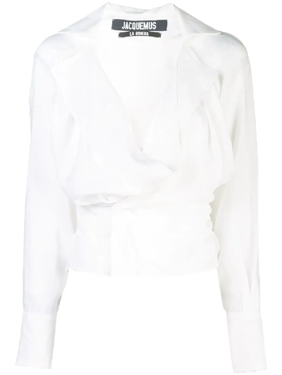 Shop Jacquemus V-neck Wrap Shirt - White