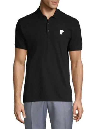 Shop Versace Solid Cotton Polo In Black