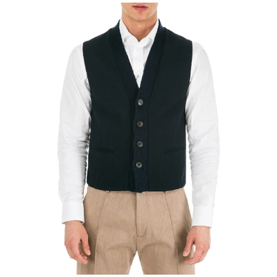 Shop Emporio Armani Men's Sweater Waistcoat Vest In Blue