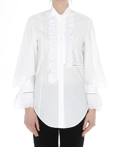 Shop Loewe Ruffled Front Shirt In White