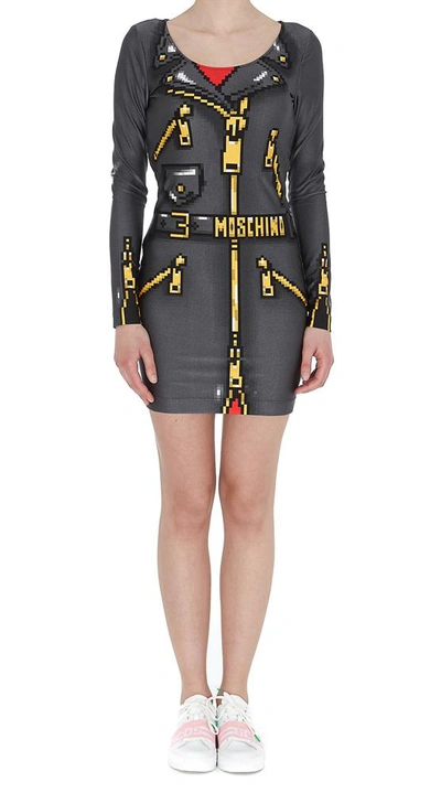 Shop Moschino Pixelated Mini Dress In Multi