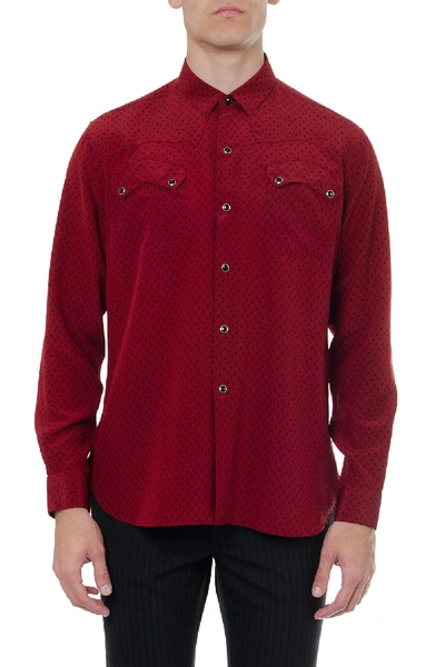 Shop Saint Laurent Pattern Print Western Shirt In Red